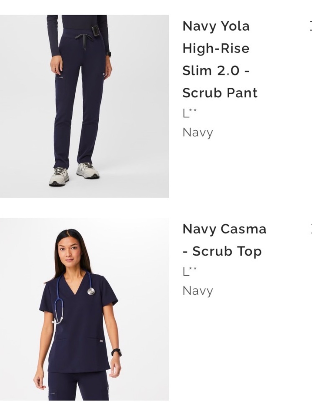 Figs Navy Two-Piece Scrub Set - Top & High-Rise Pants